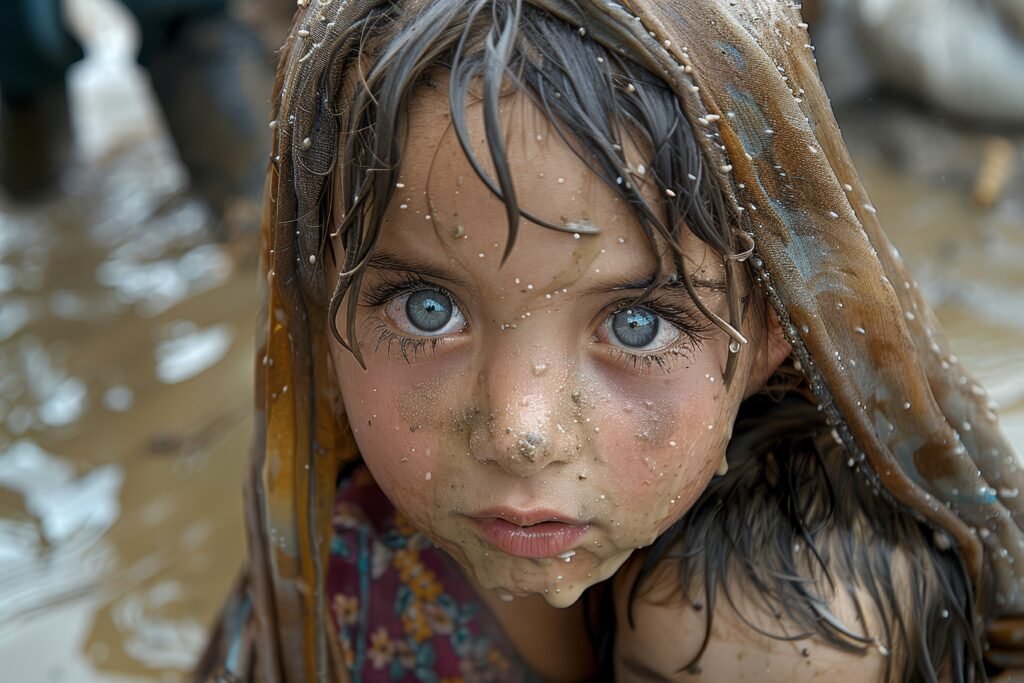 photorealistic kid refugee camp (1)